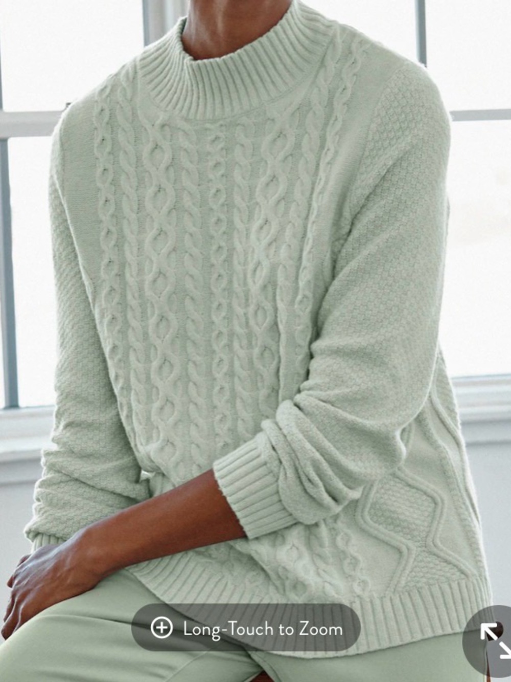 J. Jill Cabled Monk-Necked Sweater - Sage Mist